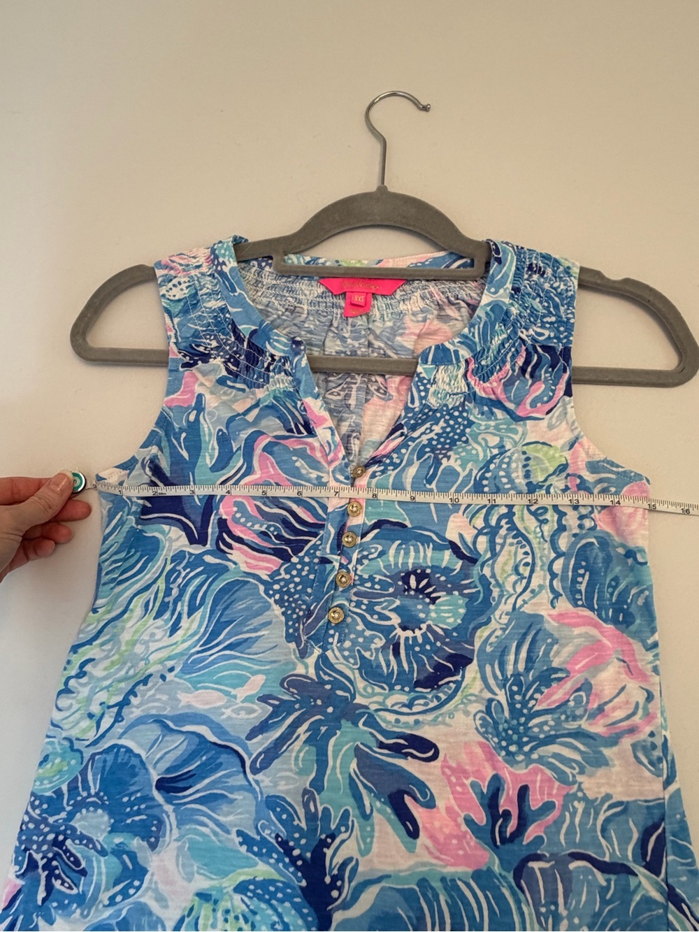 Lilly Pulitzer Blue & Pink Floral Sleeveless Tank Size XXS - Picture 5 of 9